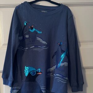 Carter's Navy Penguin Graphic Thermal Shirt
